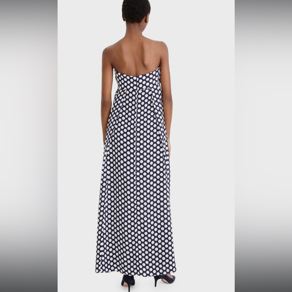 NWT! Fun navy and white polka dot strapless maxi dress by JCrew size 00 - Picture 2 of 5